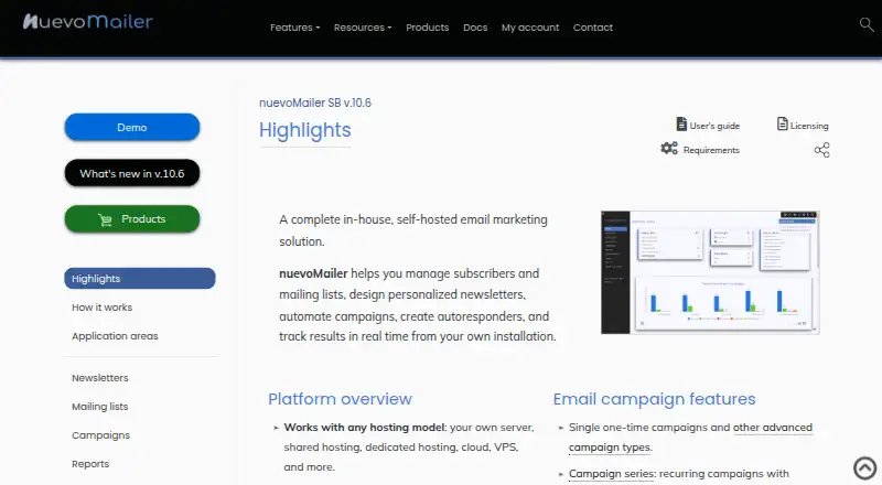 The nuevoMailer homepage