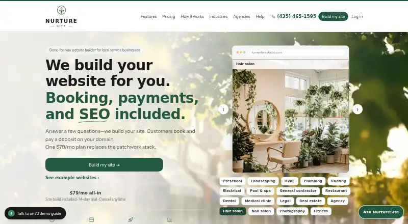The NurtureSite homepage