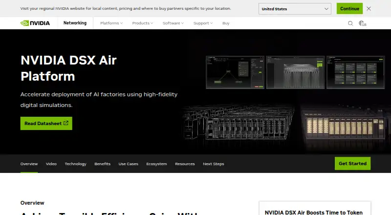 The NVIDIA DSX Air homepage