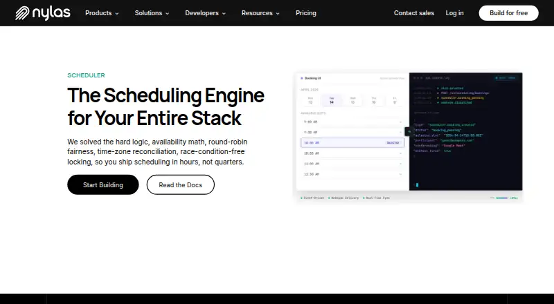The Nylas Scheduler homepage