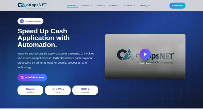 The OAN Cash Application homepage