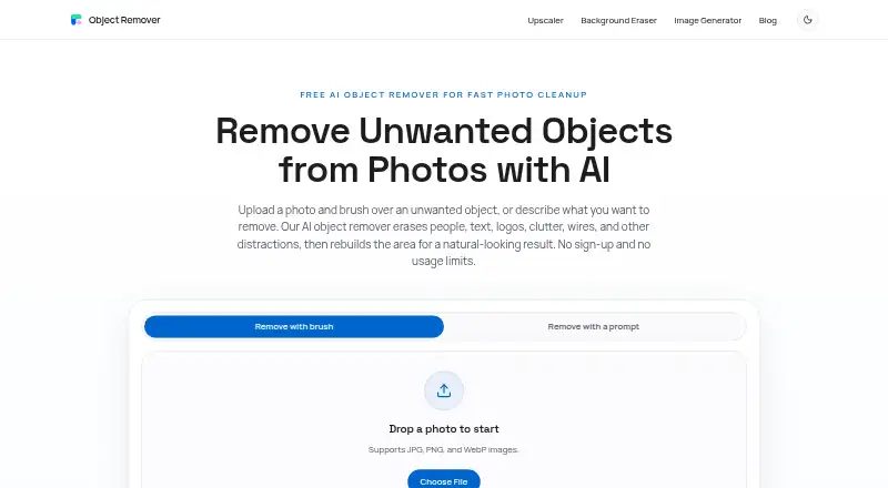 The ObjectRemover.com homepage