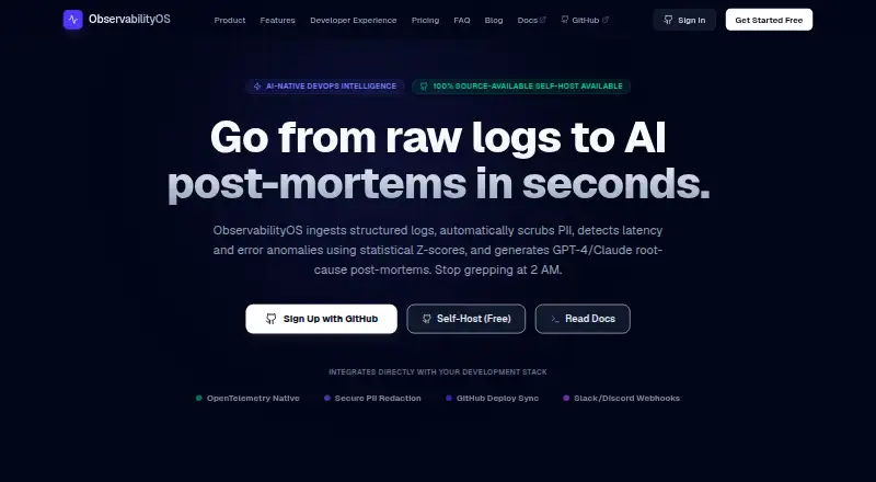 The ObservabilityOS homepage