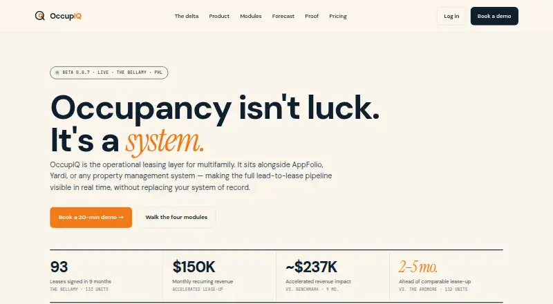 The OccupIQ homepage