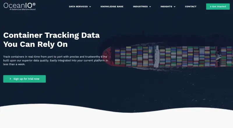 The OceanIO Container Tracking homepage