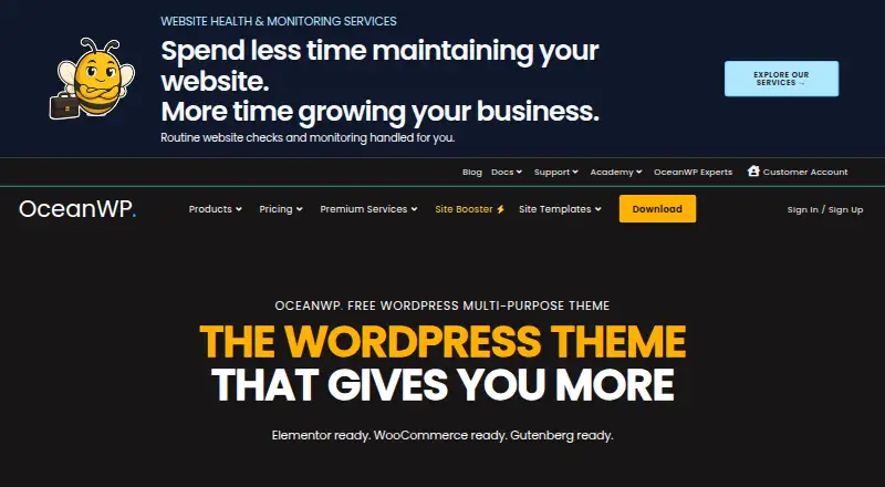 The OceanWP homepage
