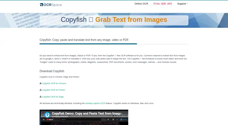 The Copyfish homepage