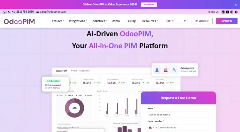 The OdooPIM homepage