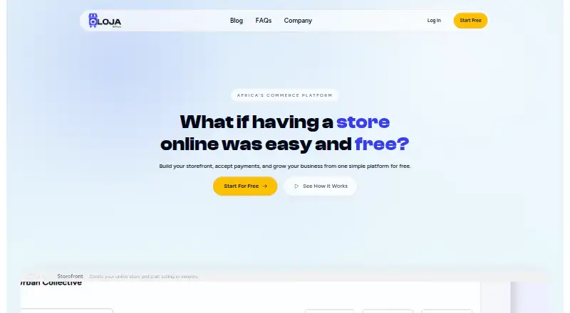 The Oloja homepage