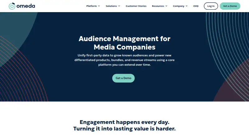 The Omeda Audience Management Platform homepage