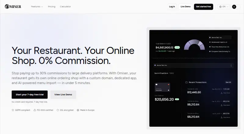 The Omiser homepage