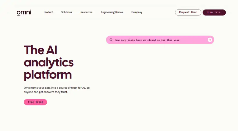 The Omni Analytics homepage