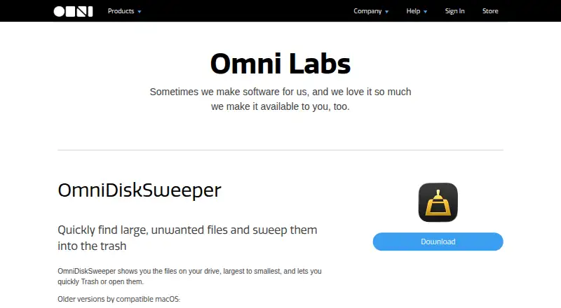 The OmniDiskSweeper homepage