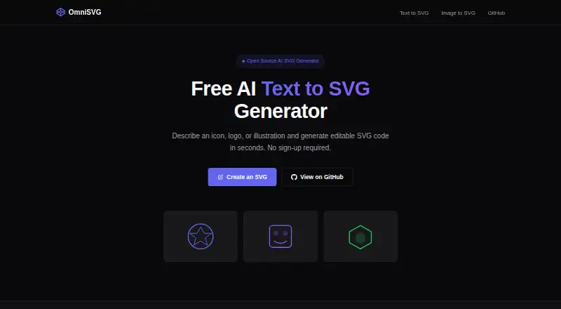 The OmniSVG homepage