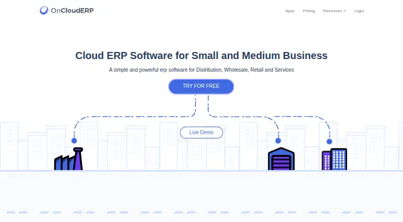 The OnCloudERP homepage