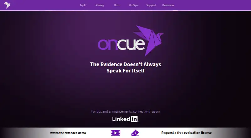 The OnCue homepage