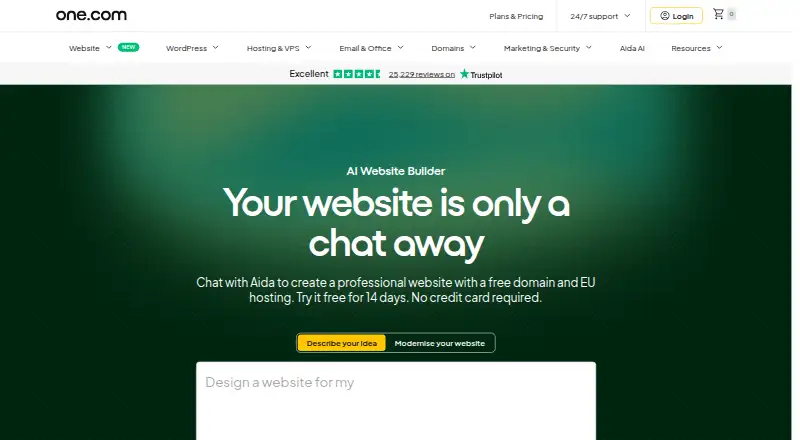 The one.com Website Builder homepage