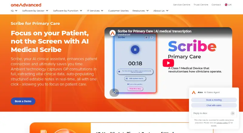 The OneAdvanced Scribe homepage