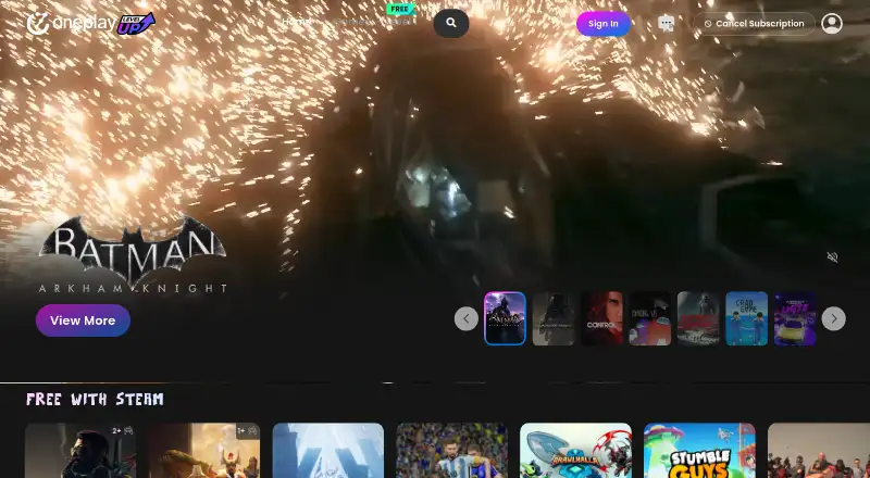 The OnePlay homepage