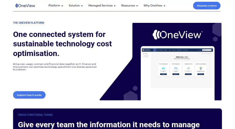 The OneView homepage