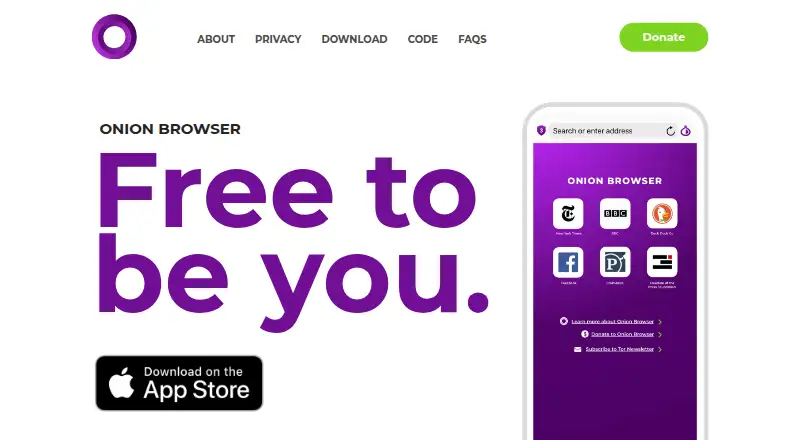 The Onion Browser homepage