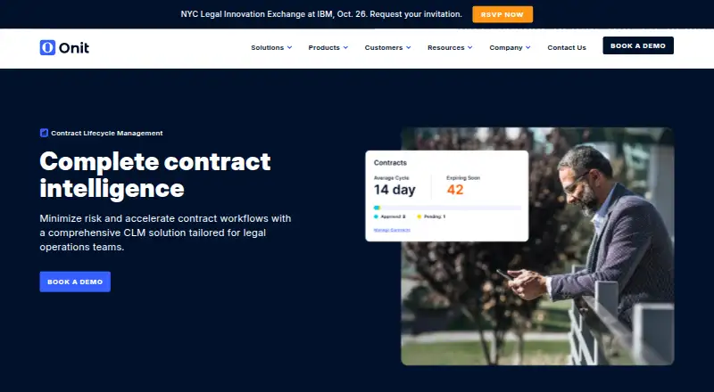 The Onit Contract Lifecycle Management homepage