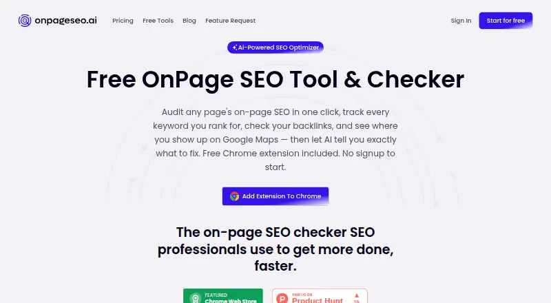 The OnPageSEO.ai homepage