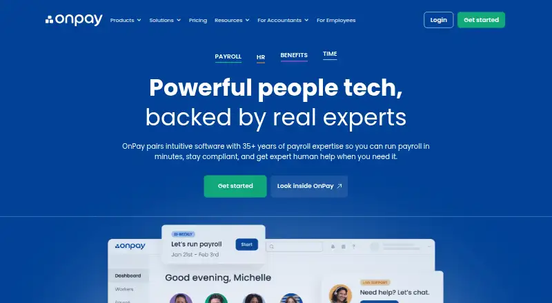 The OnPay homepage