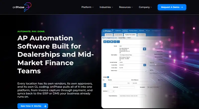 The onPhase AP Automation homepage