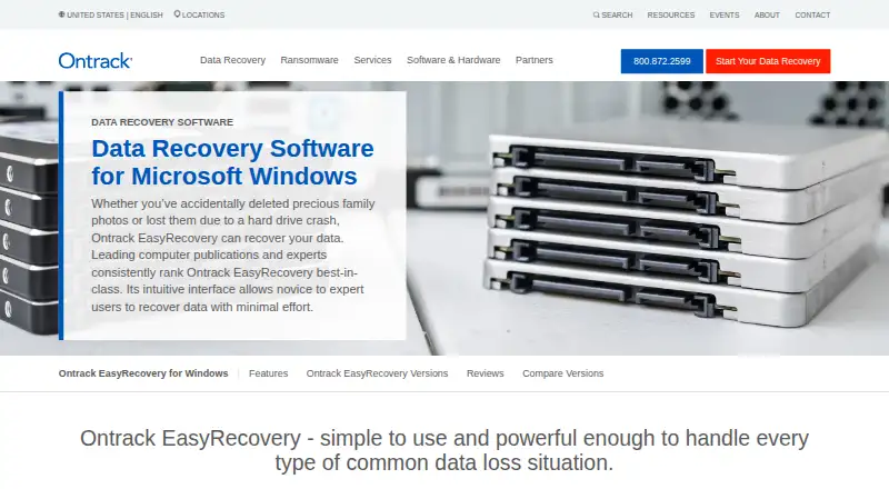 The Ontrack EasyRecovery homepage