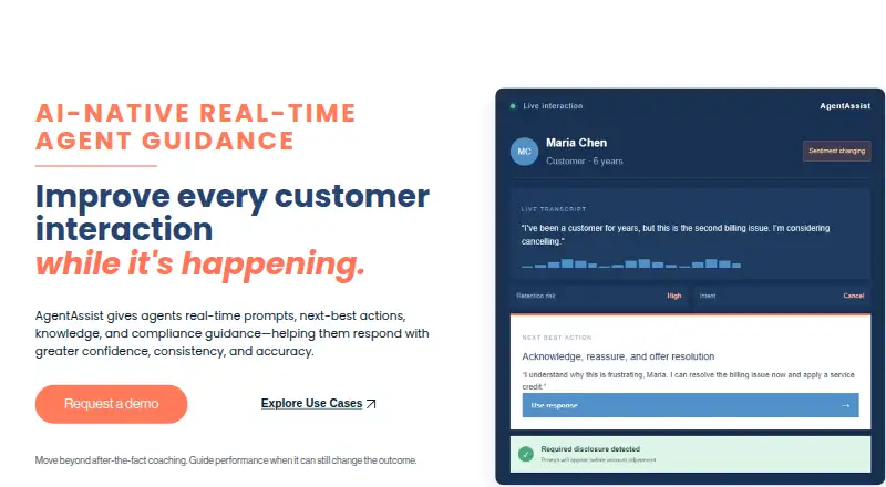 The OmVista AgentAssist homepage