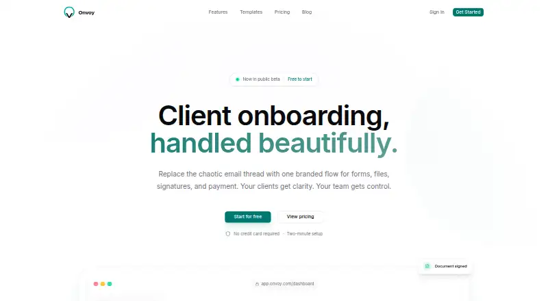 The Onvoy homepage