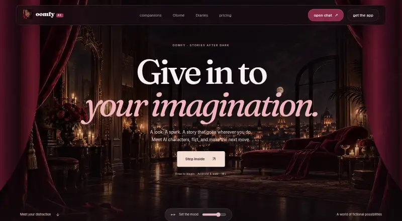 The Oomfy AI homepage