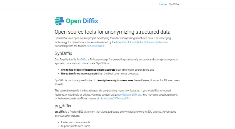 The Open Diffix homepage