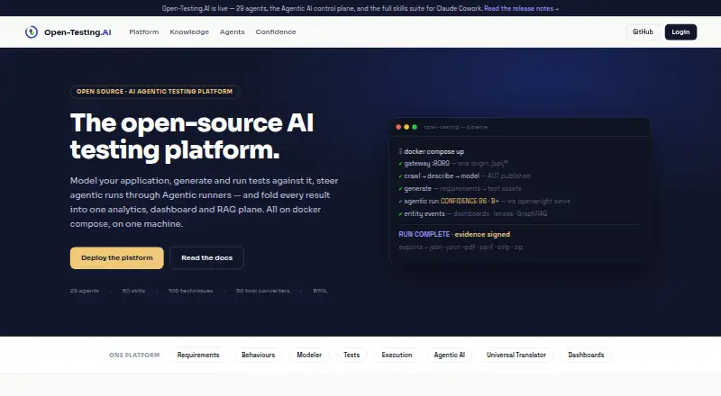 The Open-Testing.AI homepage