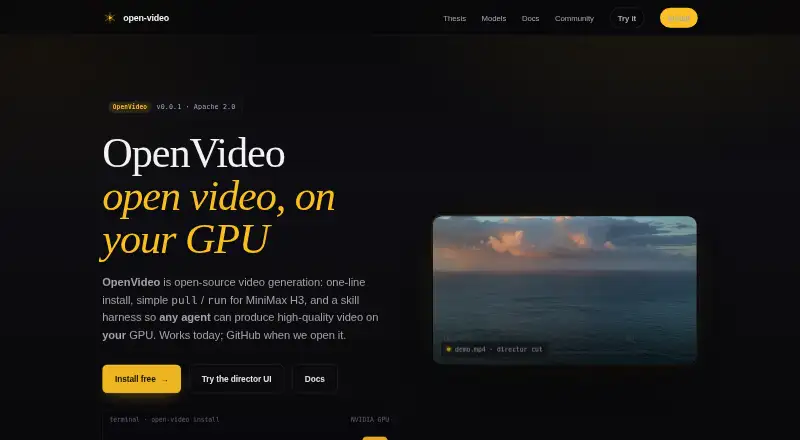 The OpenVideo homepage