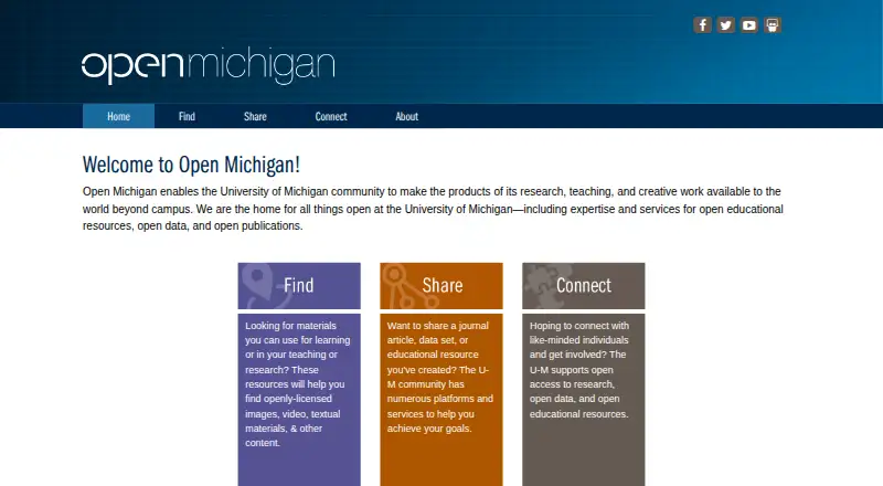 The Open Michigan homepage