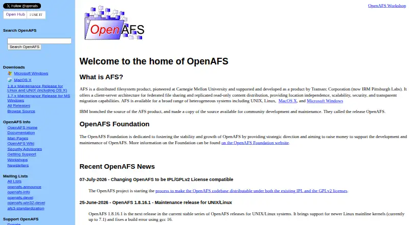 The OpenAFS homepage