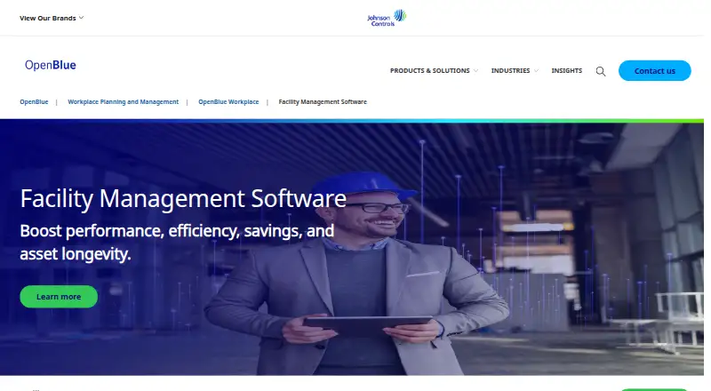 The Johnson Controls OpenBlue Facility Management homepage