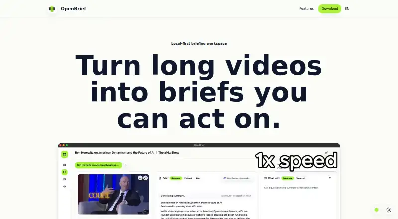The OpenBrief homepage