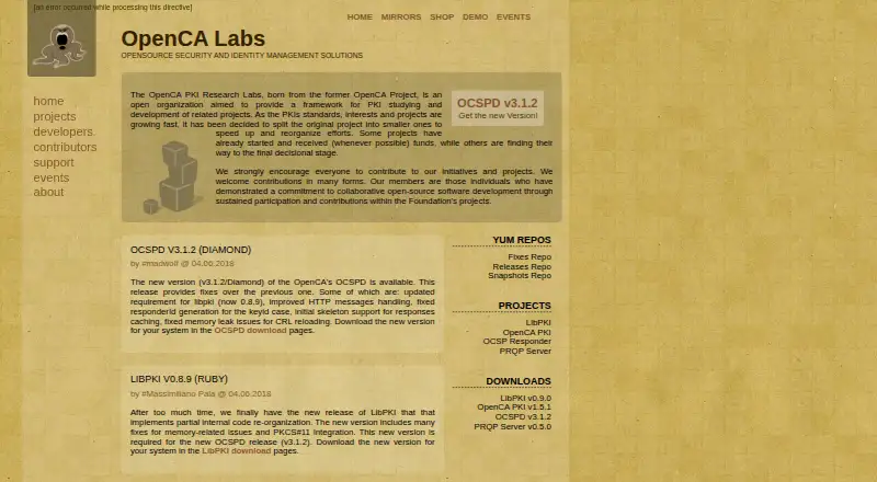 The OpenCA PKI homepage