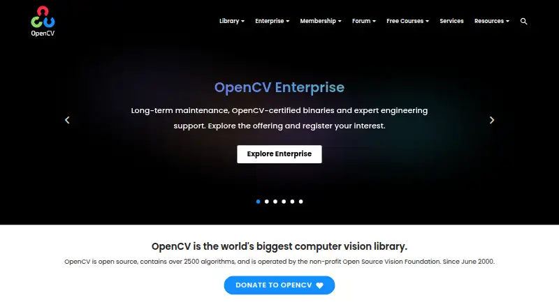 The OpenCV homepage