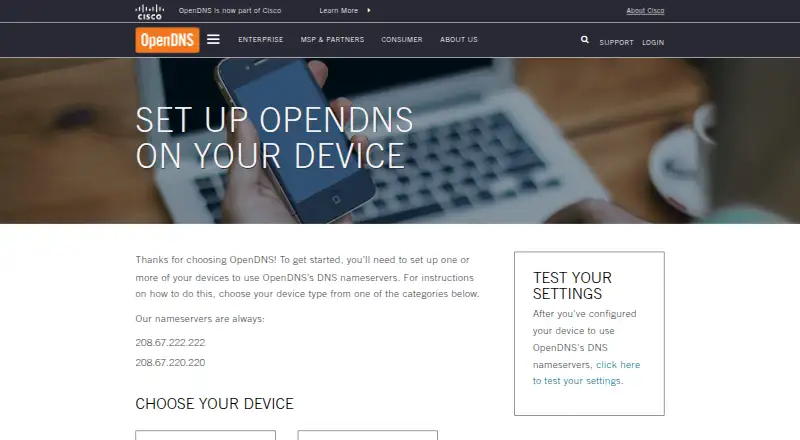 The OpenDNS FamilyShield homepage