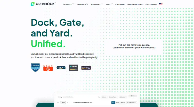 The Opendock homepage