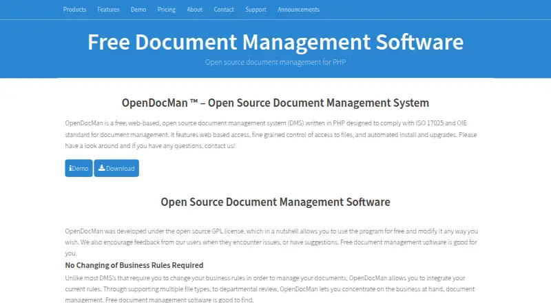 The OpenDocMan homepage