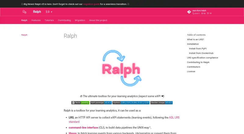 The Ralph homepage