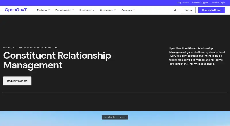 The OpenGov Constituent Relationship Management homepage