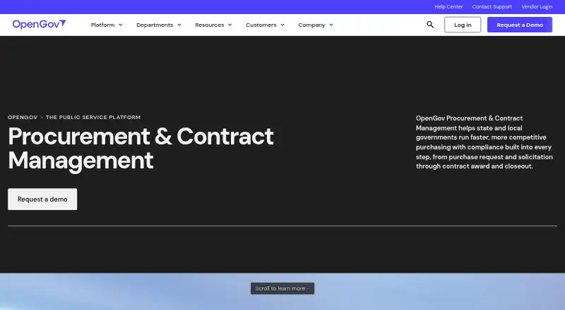 The OpenGov Procurement homepage