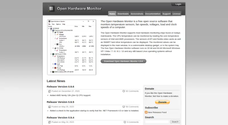 The Open Hardware Monitor homepage