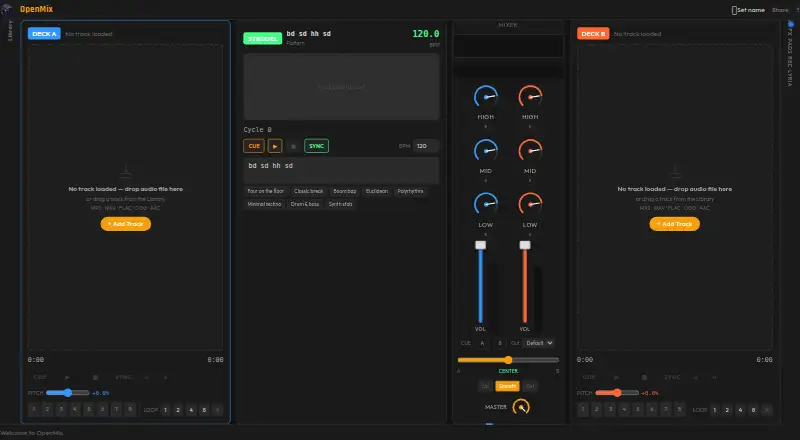 The OpenMix homepage